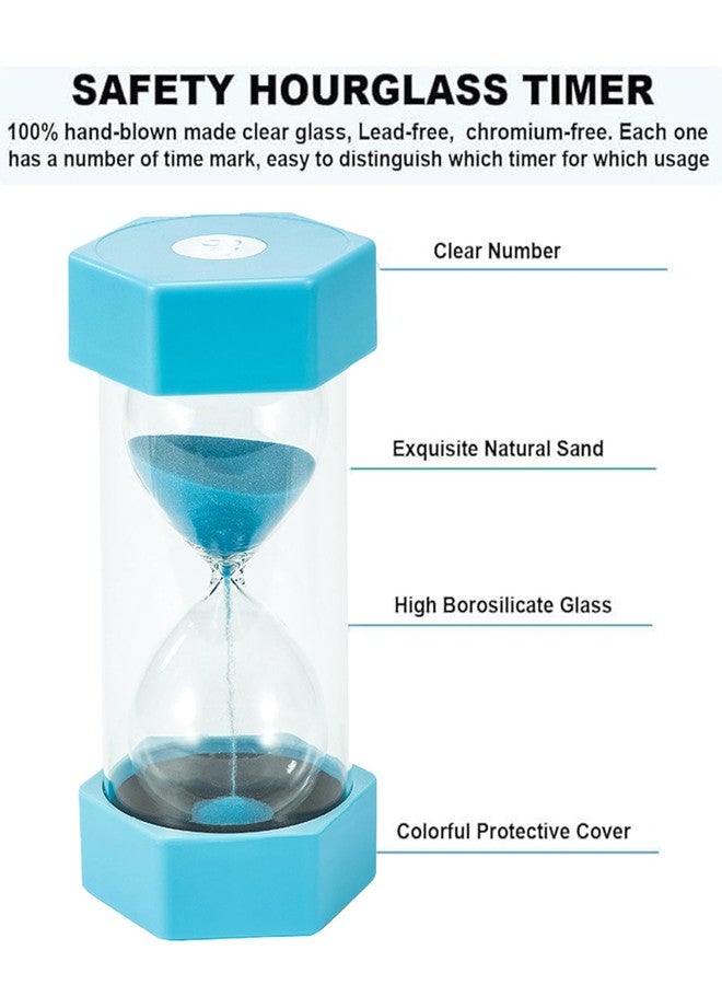 CartHome ساعة رملية، ساعة رملية سداسية الشكل، لون أزرق فاتح، 130 × 60 مم، ساعة رملية للأطفال، ساعة رملية مؤقتة للاستخدام المنزلي والمكتبي - Image 2